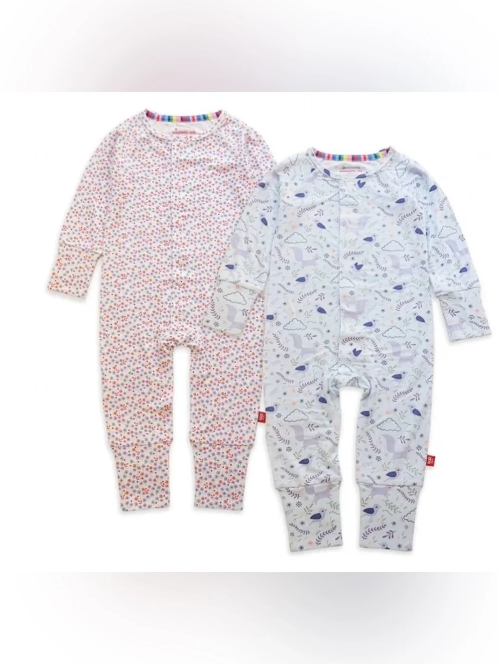 Magnetic Me Pastel Floral & Woodland Baby Pajamas — Purple, Blue, Cream
